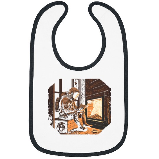 Book Reading Astronaut Reading By Fireplace In A Cabin Weird SciFi Funny Bibs