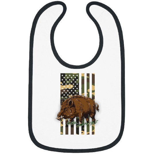 Boar Hunting Camo American Flag Hog Hunter Bibs