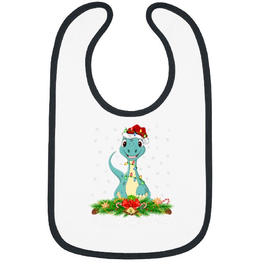 Brontosaurus Lighting xmass Tree Matching Dinosaur Christmas Bibs