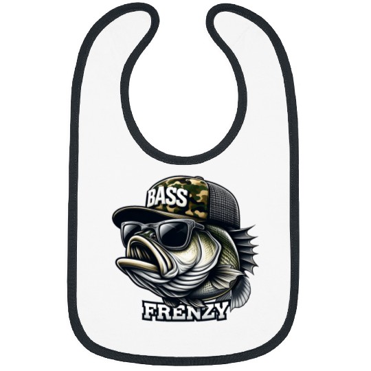 Big Mouth Bass Fish Frenzy Dad Trucker Hat Fishing Fisherman Bibs