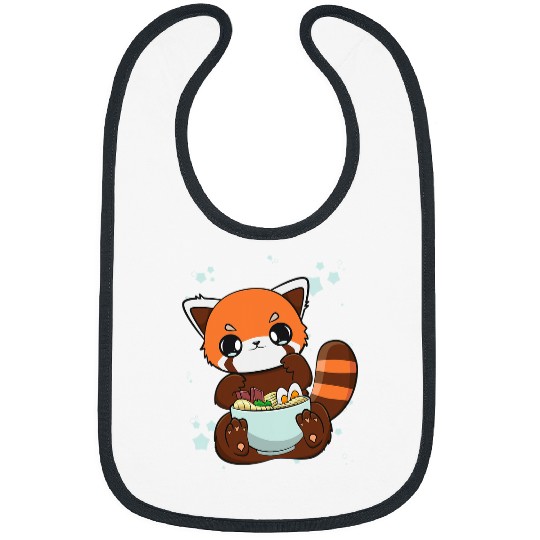 Funny Bear Cute Red Panda Eating Ramen I Love Ramen Japanese Noodles Cute Bears Bibs