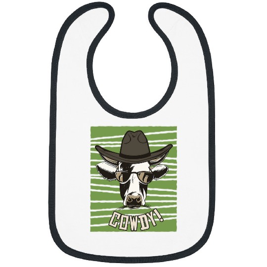 Cow Lover Cowdy Cow Howdy No Meowdy Cat Funny Texas Greeting Bull Head Bibs