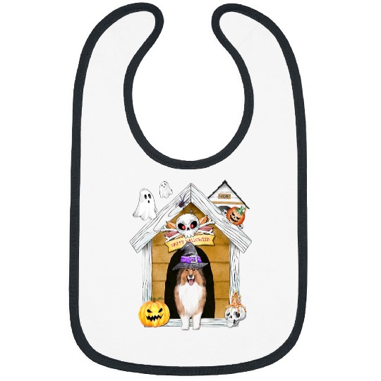 Dog Shetland Halloween Shetland Sheepdog Dog Witch Haunted House Bibs