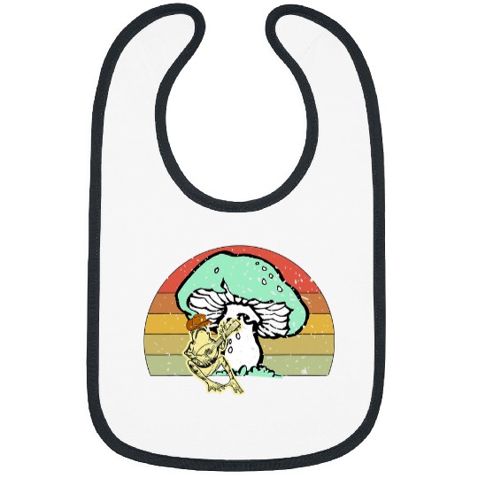 Funny Banjo Frog vintages Frog Cowboy Hat Mushroom Banjo Sunset Bibs