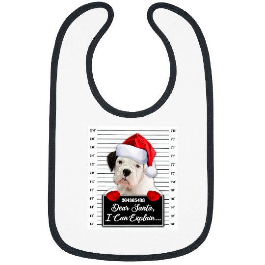Boxer Pet Dear Santa I Can Explain Funny Christmas White Boxer Xmas Bibs