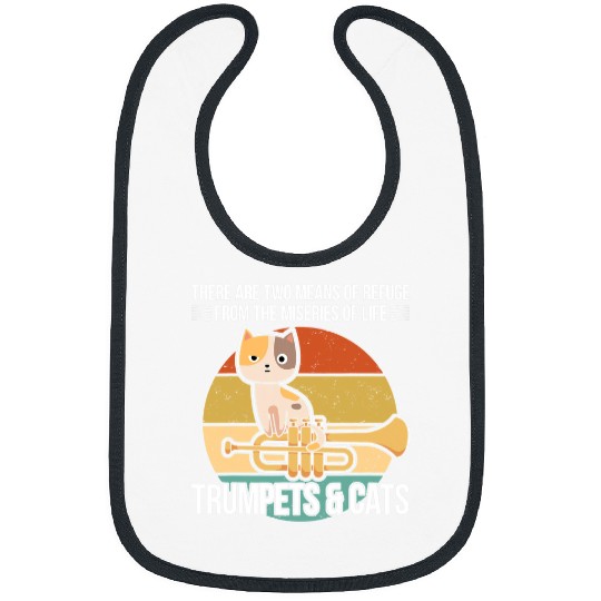 Funny Trumpet Lover Cat Lover Trumpet Player Saying Trumpeter And Cat Enthusiast 6 Bibs