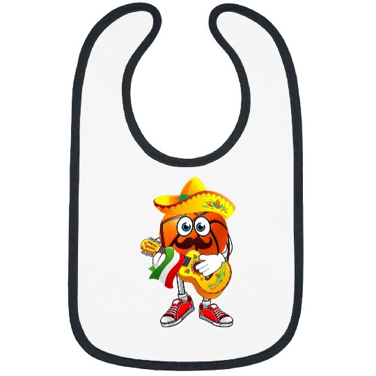 Funny Basketball Funny Mexican Basketball Ball Sombrero Guitar Cinco De Mayo Bibs