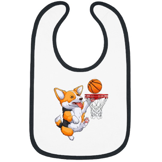 Funny Basketball Corgi puppy Corgi Basketball for Pet Lovers Women men Kids Bibs