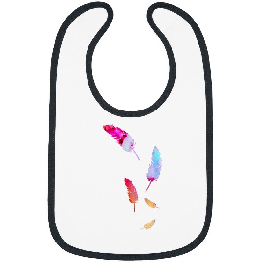 Colorful Feathers Watercolor Art Design Blue Red Pink Gift Bibs