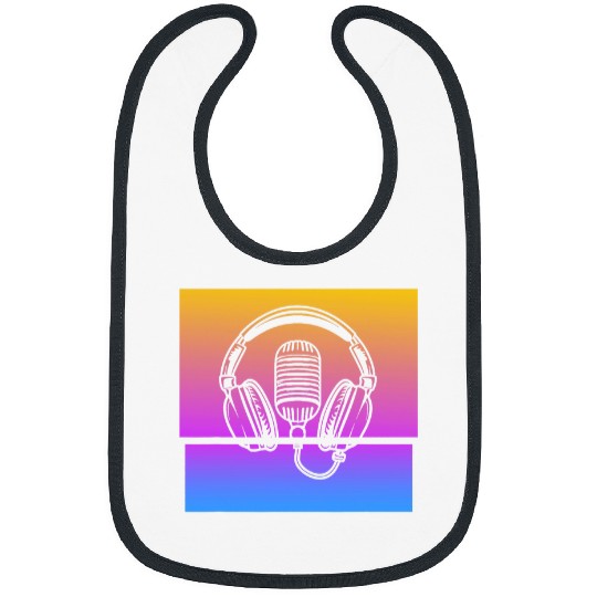 vintages Singer Vocalist Musician Retro Microphone Headphone 12 Bibs