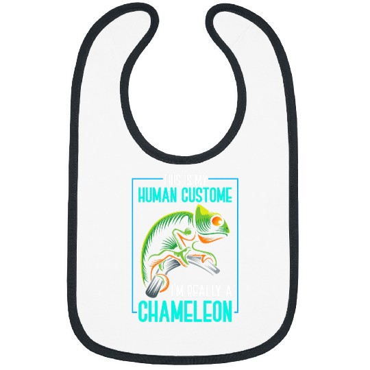 Funny This Is My Human Costume Im Really A Chameleon Bibs