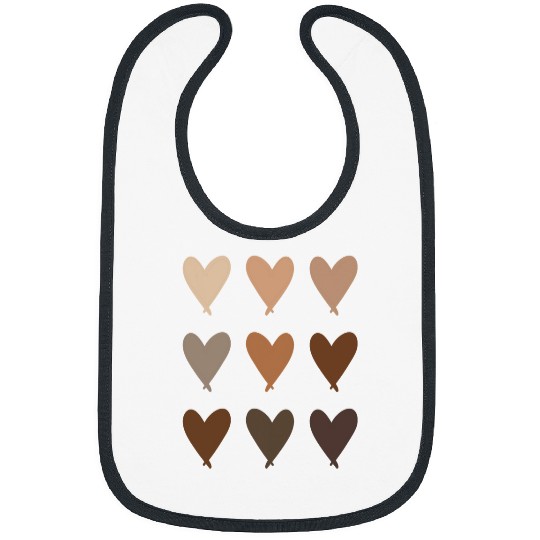 Black History Month Melanin Skin Tone Hearts Valentines Day Bibs