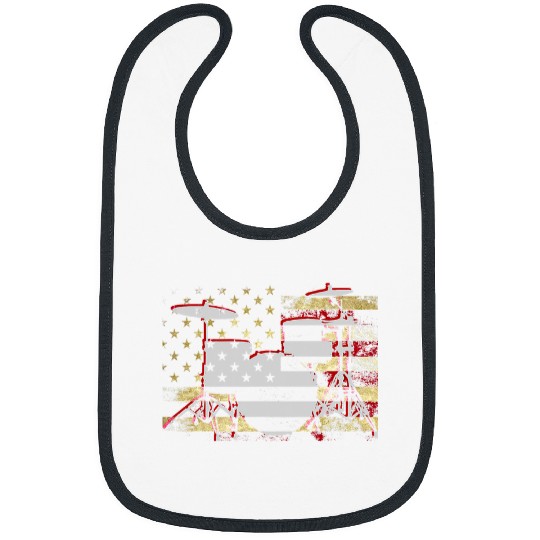 Funny Drummer American Drums With USA Flag Bibs