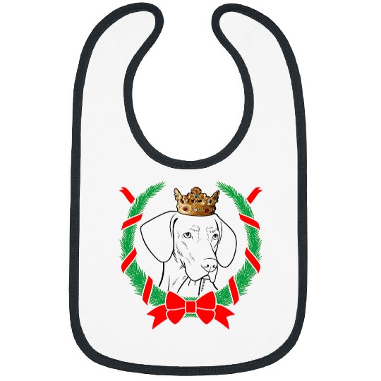 Dog Vizsla Wearing Crown Christmas Dog Bibs