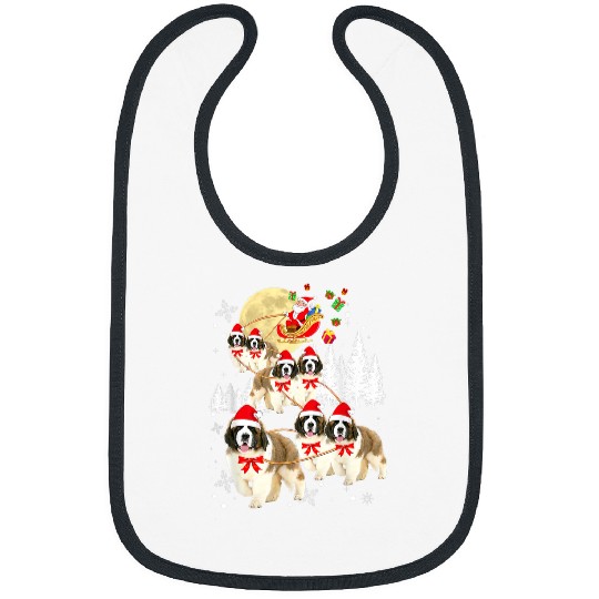 Dog Saint Bernard Funny Reindeer Christmas Moon Santa Dog 2 Bibs