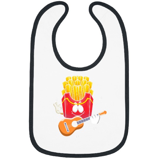 Funny Guitar French Fries Playing Guitarist Player Uke Ukulele 1 Guitarist Bibs