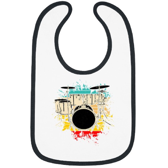 Drummer Retro Graphic Drums Band Member Rock Music Drumming 2 Bibs