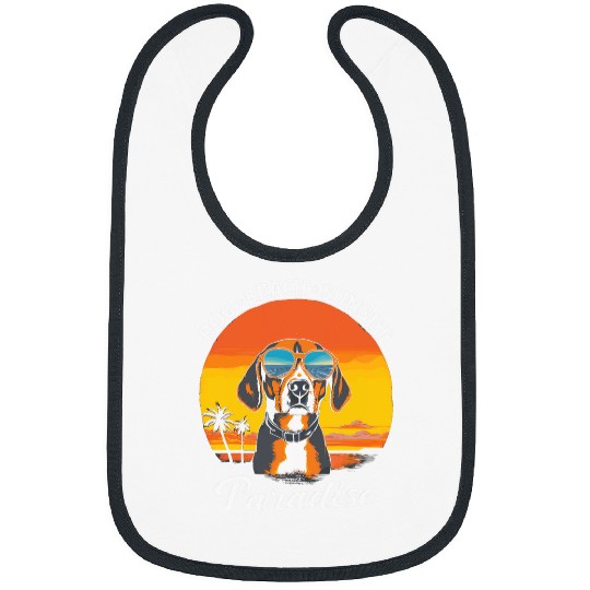 Cute Beagle Dog Beach Sunset Paradise Bibs
