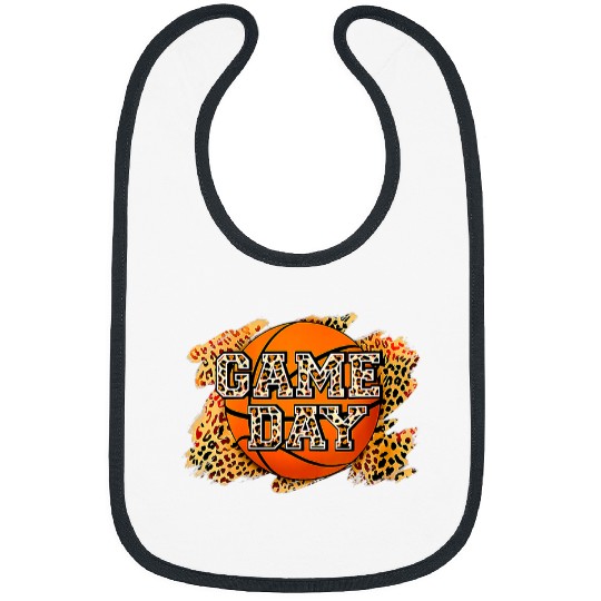 Funny Basketball Bleached Leopard Basketball Game Day Vibes Basketball Mom Bibs