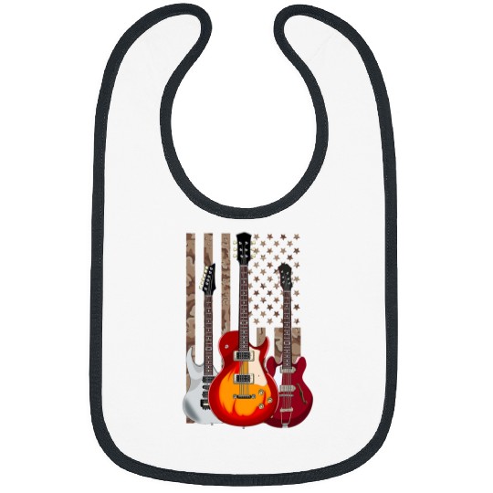 Guitarist Musical Instrument Camouflage USA Flag Guitar Bibs