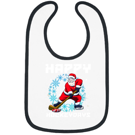 Sport Hockey Santa Playing Ice Hockey Happy Hockey Days Bibs