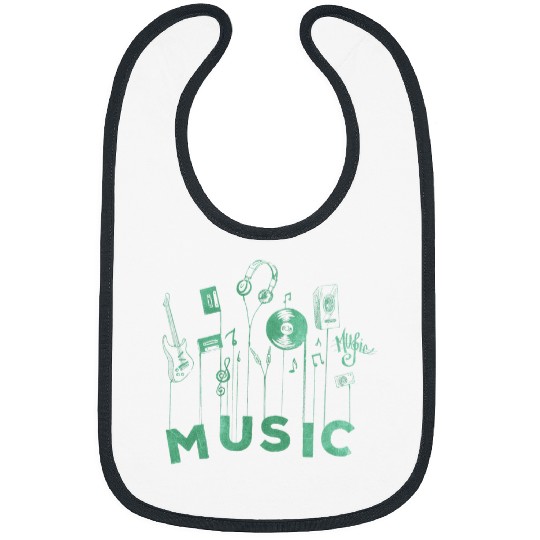 Funny Guitar Musical Notes Guitar Vinyl Music Lover Bibs