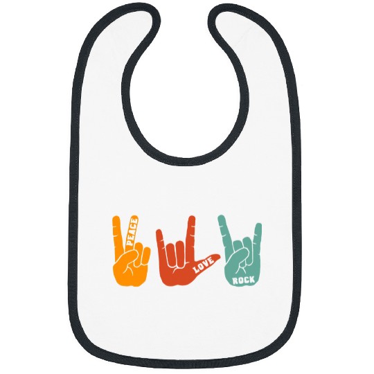 Funny Guitar Lover Guitarist Rock and Roll Hand Sign Rock Band Concert Musician Bibs