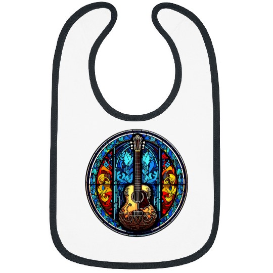 Funny Guitar Cool Stained Glass Art Dog Abstract Mosaic Guitar Bibs