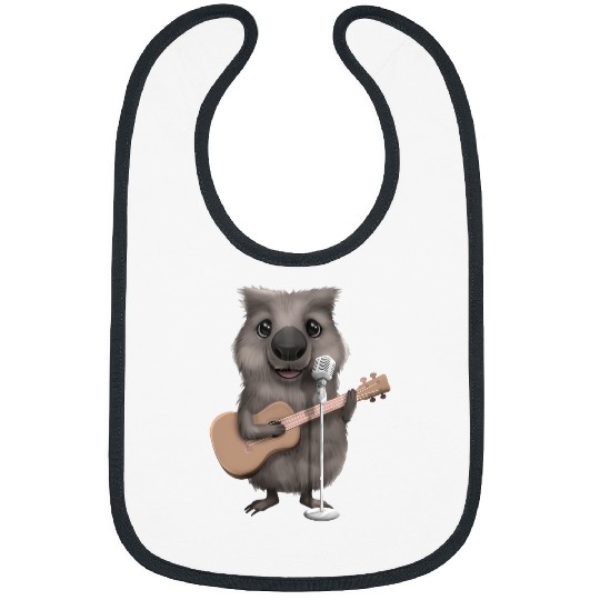 Funny Guitar Wombat Singing Guitar Player Musician Music Guitarist Cute Bibs