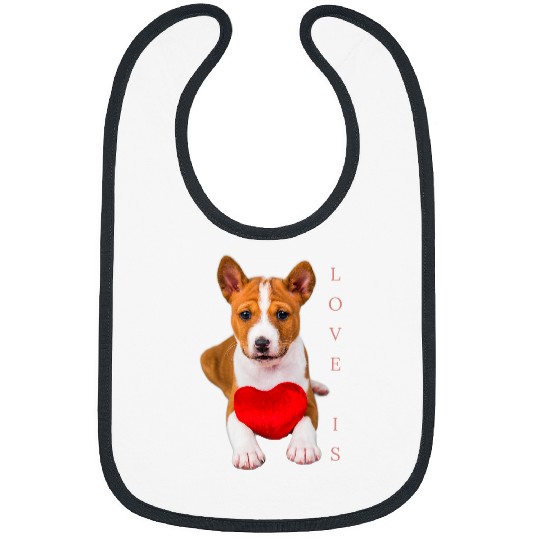 Basenji Pet Dog Basenji Valentines Basenji Dog Mom Dad Love Puppy Cute Pet Bibs