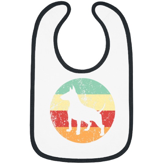 Bull Terrier Pet Breed Silhouette Cool Retro 1970s Circle Bibs