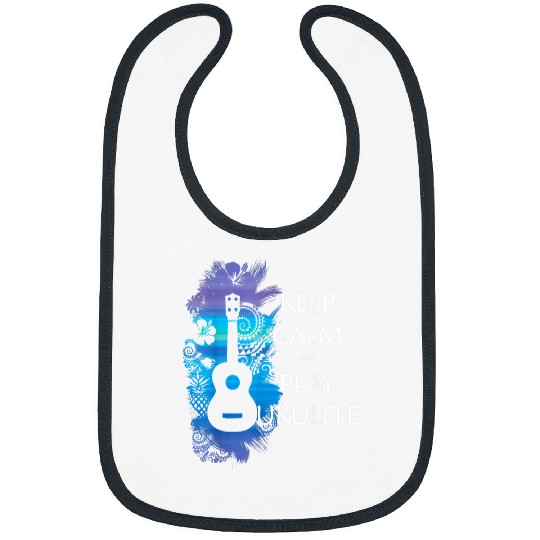 Funny Ukulele KEEP CALM and PLAY UKULELE Tribal colorful Music Lover Bibs