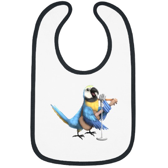 Funny Guitar Blue and Yellow Macaw Parrot Singing Guitar Player Musician 21 Bibs