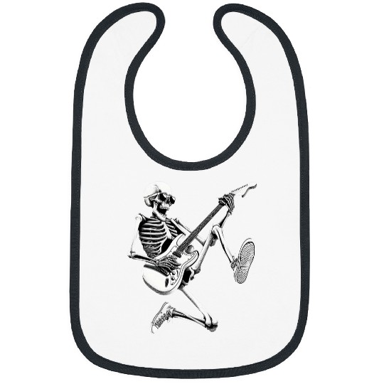Funny Guitar Rock On Skeletons Glasses Guitar Rock Roll Music Band Concert Bibs