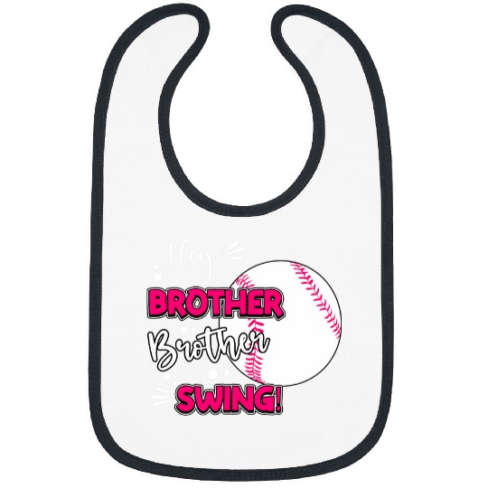 Sport Baseball Big Little Sister Baseball Brother Swing Baby Girl Toddler Bibs