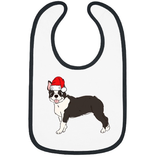 Boston Terrier Pet Santa Boston Terrier Winter Christmas Dog Mom Holiday 3 Bibs