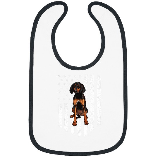 Coonhound Pet Black White American Flag Tan Coonhound 4th Of July 1 Bibs