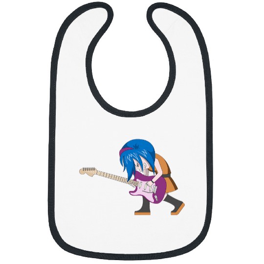 Funny Guitar Anime Girl Rock Band Guitarist Guitar Player Music Lover Bibs