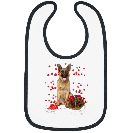 GSD Hearts Balloons And Rose Basket Valentines German Shepherd Dog Dog Bibs