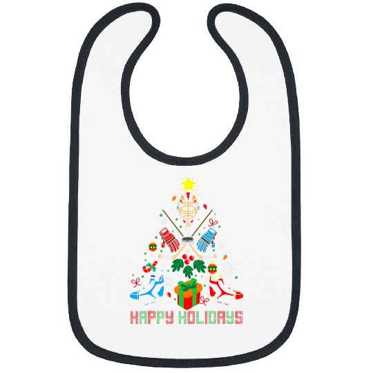 Sport Hockey Santa Hat Christmas Tree Pajama Cool Sport Xmas Bibs