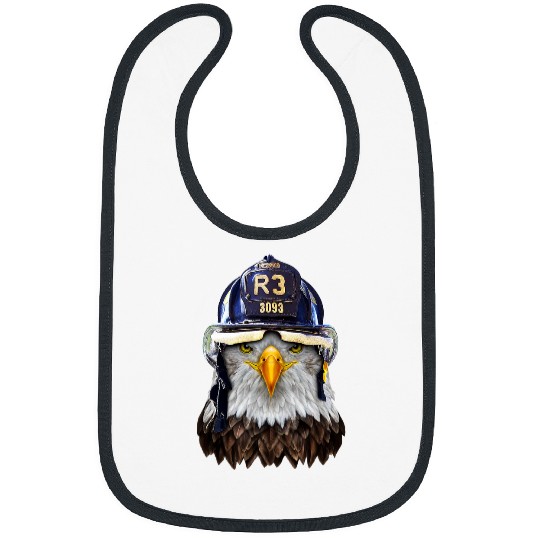 Fireman Firefighter Bald Eagle in Firefighter Helmet Firemen Bibs