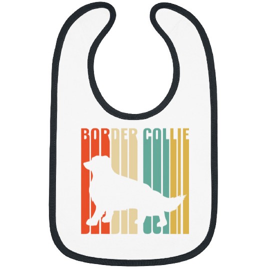 Border Collie Pet Retro 1970s Dog Silhouette Bibs
