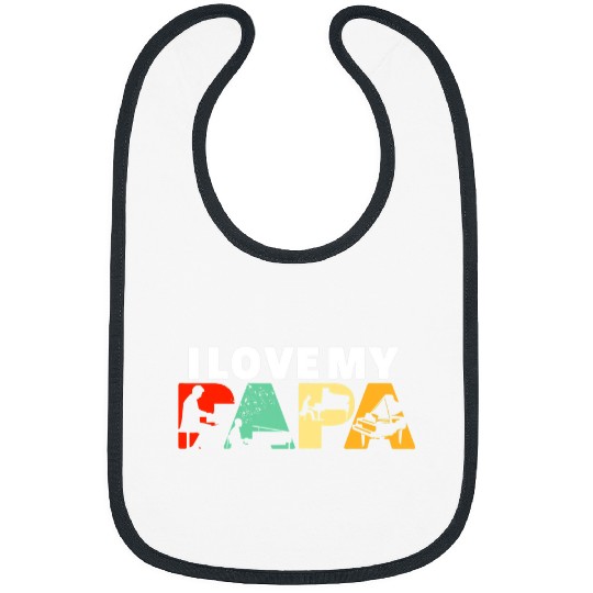 Funny Piano Music Retro I love my dad piano dad Fathers Day Bibs