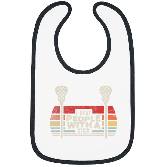 Sport Lacrosse Gift Player Retro I Beat People With A Stick 29 Bibs