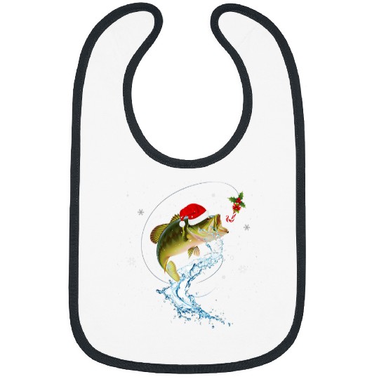 Fishing Funny Bass Fishing Santa Hat Christmas Pajama Fishermen Fish 2 Fisher Bibs