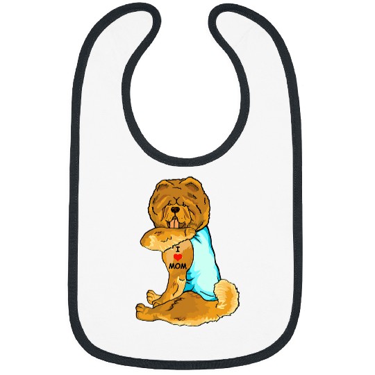 Chow Chow Pet I Love Mom Tattoo Chow Chow Mom Dog Lover Women Bibs