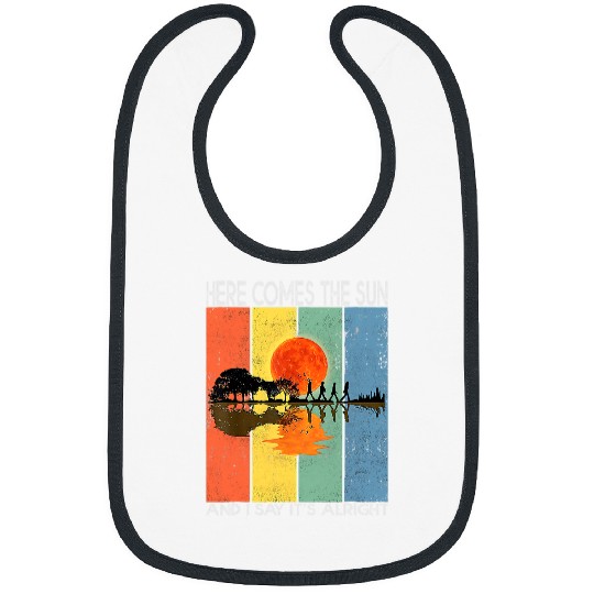 Funny Guitar Here Comes The Sun And I Say Its Alright Guitar Graphic 1 Guitarist Bibs