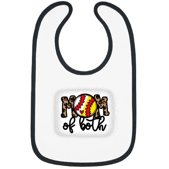 Sport Baseball Mom Of Both Baseball Softball Leopard Bleached Women Bibs