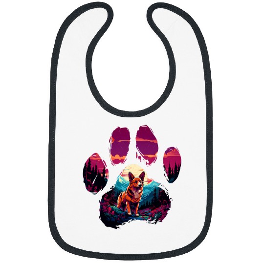 Corgi Pet Clear Red Corgi Paw Mountain Design Dog Mom Dad Bibs