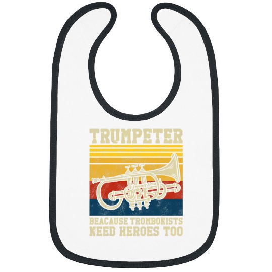 Funny Trumpet Player vintages Retro Trumpeter Because Trombonists Bibs